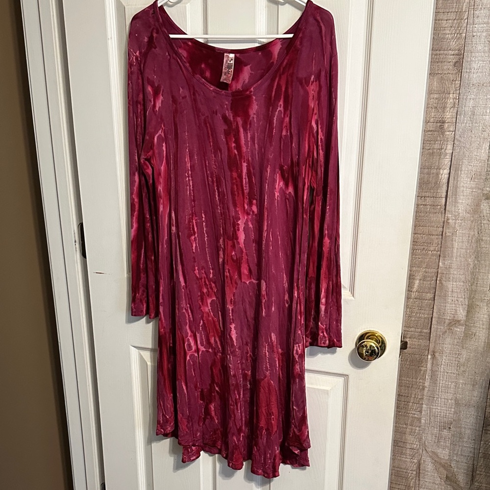 India Boutique Burgundy Tie-Dye Dress